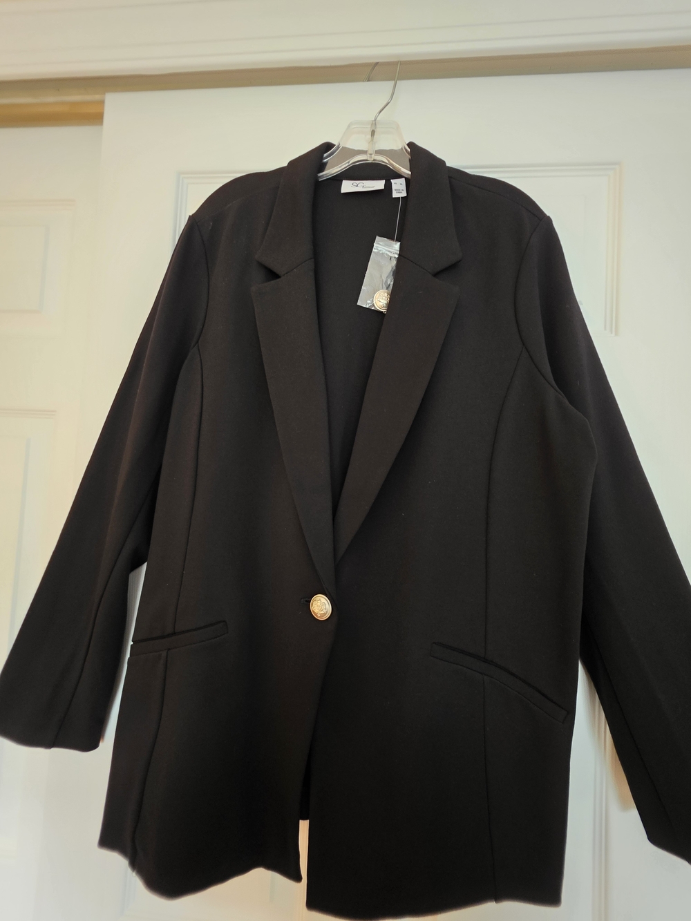 Susan Graver Black Blazer with Gold-tone Button